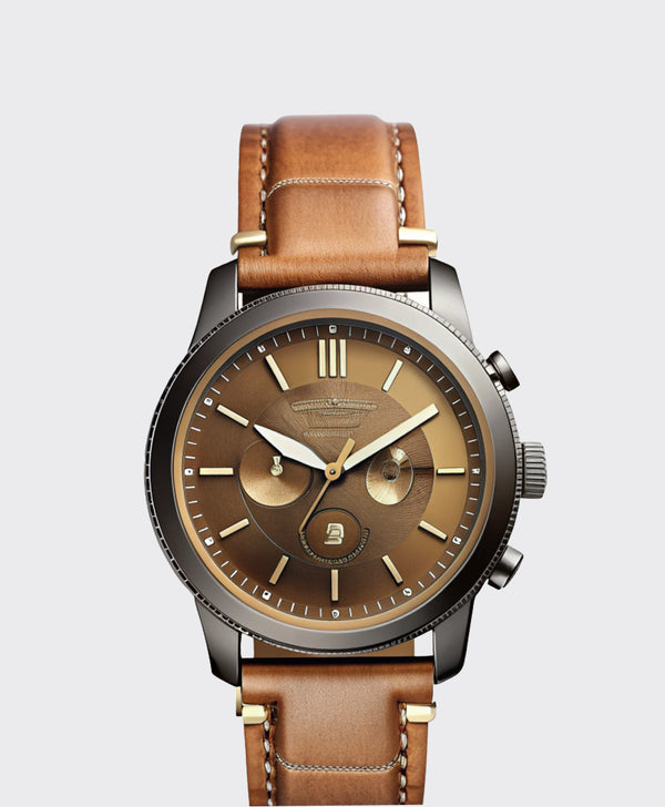 Bronze Dial Watch with Dual Subdials