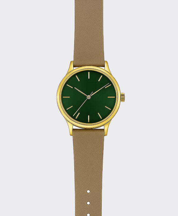 Gold Watch with Forest Dial