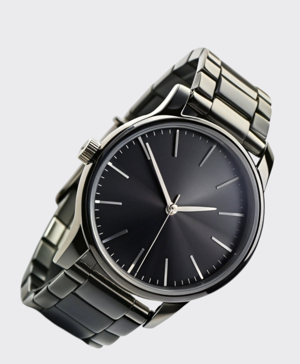 Image of Sleek Metal Watch with Midnight Dial