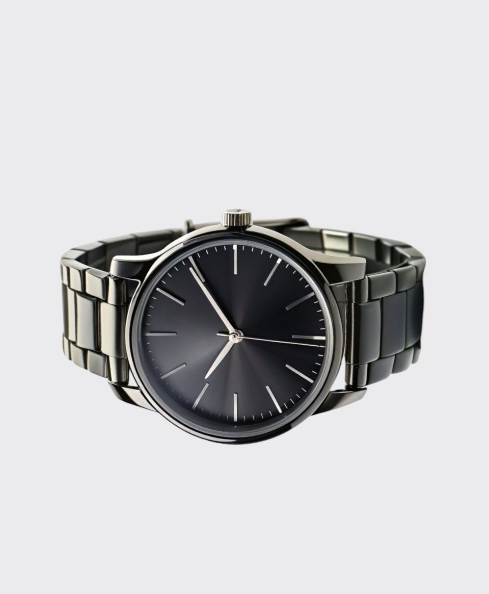Image of Sleek Metal Watch with Midnight Dial