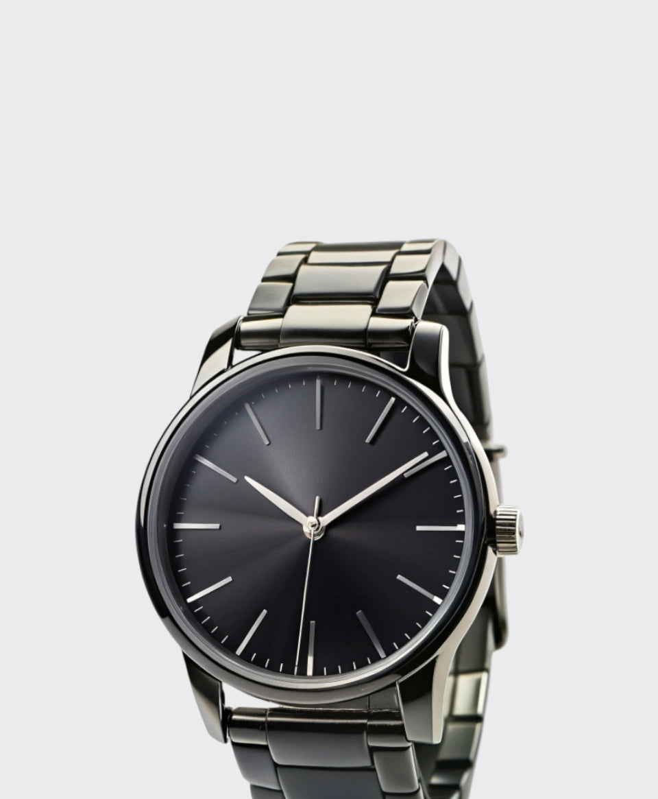Image of Sleek Metal Watch with Midnight Dial